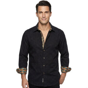 Robert Graham Men's Black Classic Fit Long Sleeve Collared Button Up Shirt Sz M